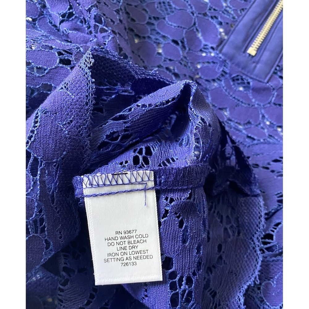 Lace Blouse cap SL  Liz Claiborne PM  Blue  Coquette Corporate Layer Going Out - Picture 9 of 12